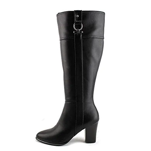 Alfani Courtnee Wide Calf Closed Toe Knee High Leather Equestrian Boot, Black (Women)