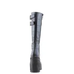 Assault-202 Black Vegan Leather Knee-High 4" Heel Boot