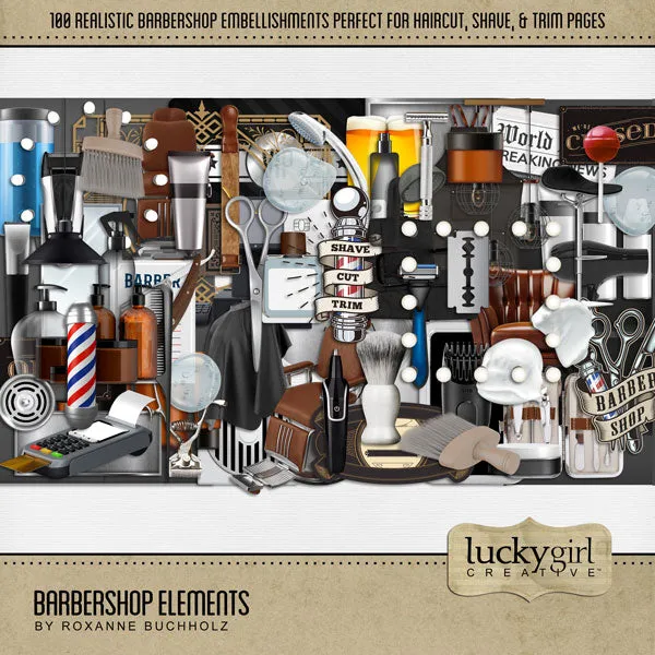 Barbershop Elements Digital Scrapbook Kit