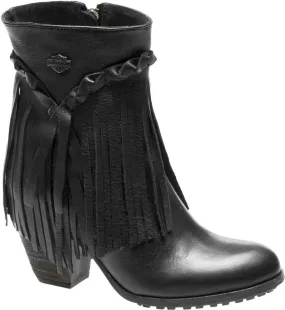 Black Leather Stacked Heel "Retta" 6" Bootie