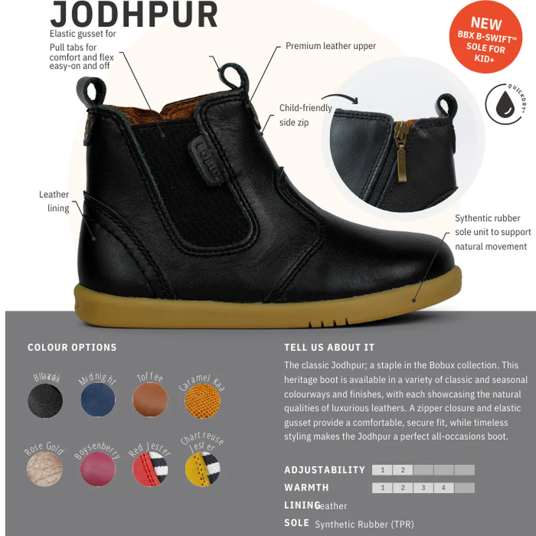 Bobux Kid  Jodphur Leather Boot Midnight Blue 830033