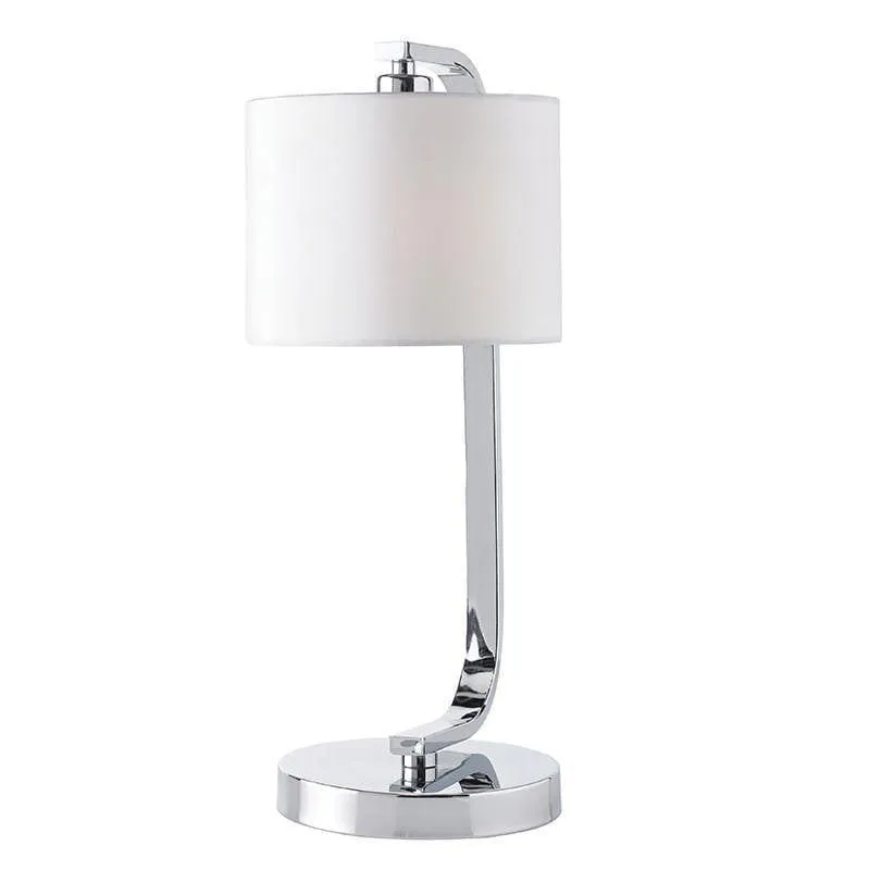 Canning Chrome Bedroom Lamp With White Shade