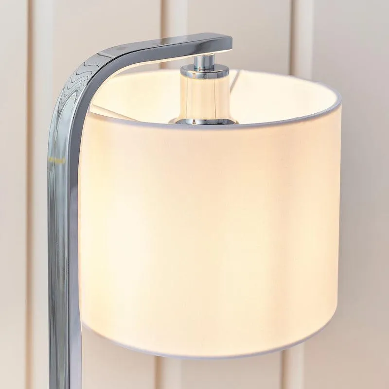 Canning Chrome Bedroom Lamp With White Shade