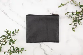 Charcoal Faux Leather Zipper Pouch