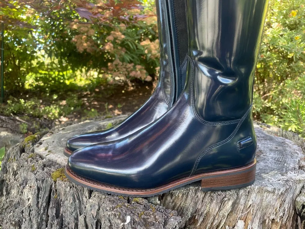 Custom DeNiro Bellini Dressage Boot - Brushed Blue with Infinito Uptop & Swarovski