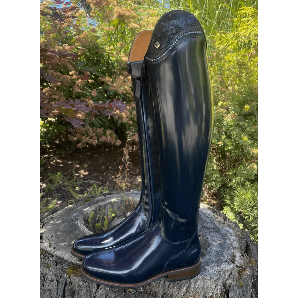 Custom DeNiro Bellini Dressage Boot - Brushed Blue with Infinito Uptop & Swarovski