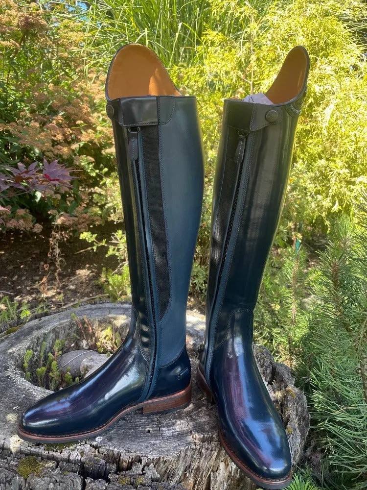 Custom DeNiro Bellini Dressage Boot - Brushed Blue with Infinito Uptop & Swarovski