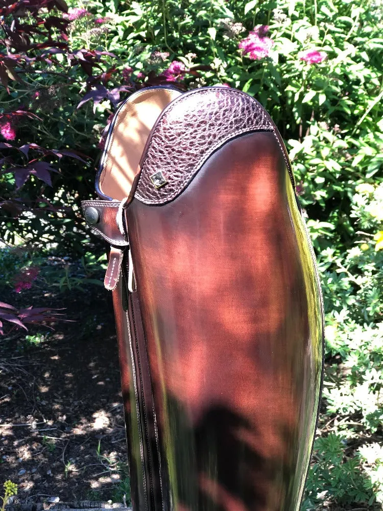 Custom DeNiro Bellini Dressage Boot - Brushed Brown with Brown BG Uptop & Punched Toe