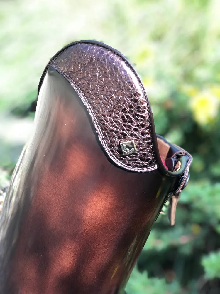 Custom DeNiro Bellini Dressage Boot - Brushed Brown with Brown BG Uptop & Punched Toe