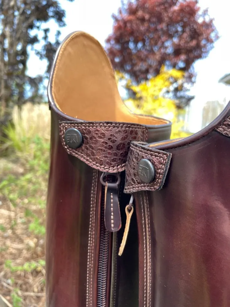 Custom DeNiro Bellini Dressage Boot - Brushed Brown with Brown Buongiorno Uptop & Punched Toe