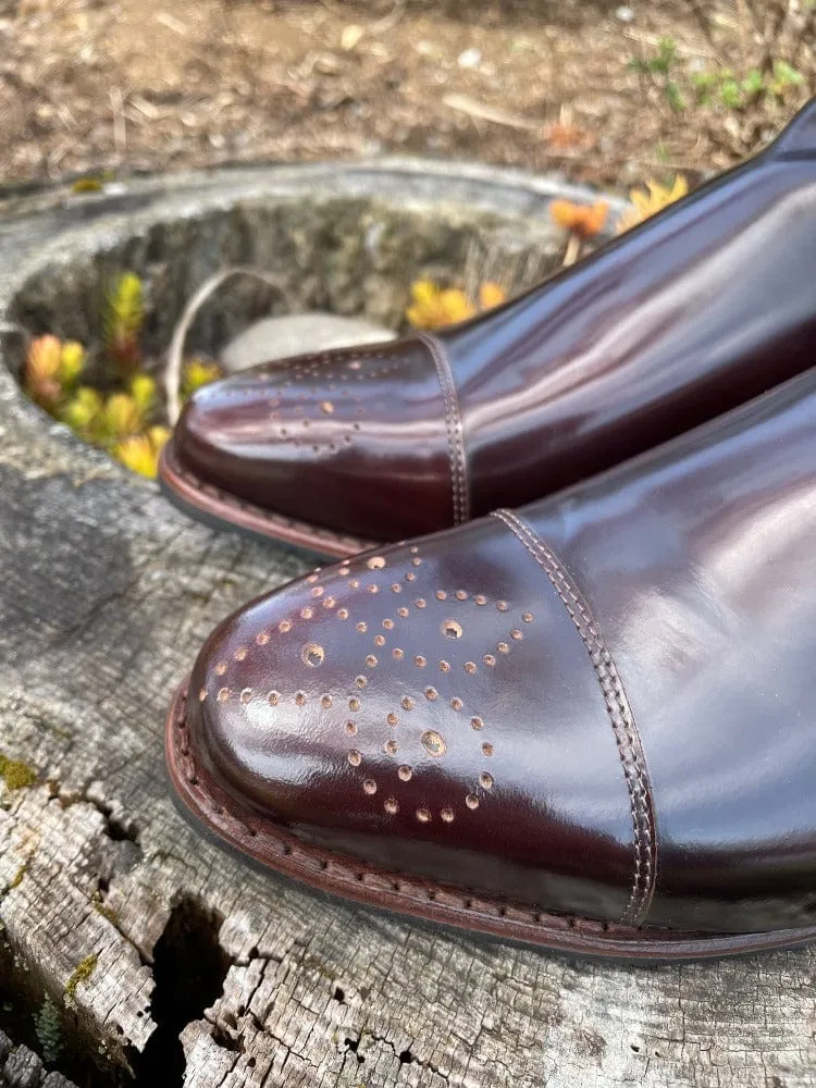 Custom DeNiro Bellini Dressage Boot - Brushed Brown with Brown Buongiorno Uptop & Punched Toe