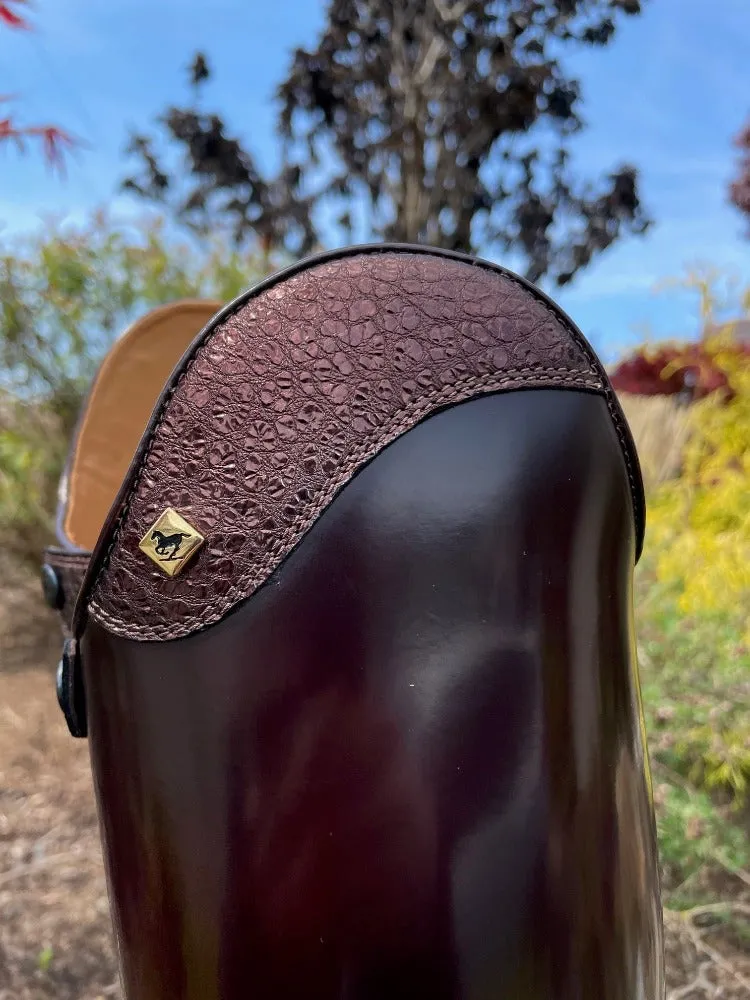 Custom DeNiro Bellini Dressage Boot - Brushed Brown with Brown Buongiorno Uptop & Punched Toe