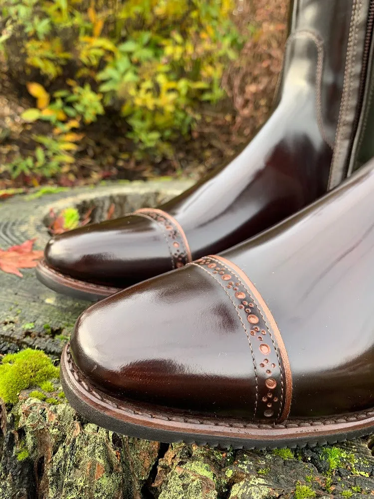 Custom DeNiro Bellini Dressage Boot - Brushed Brown with Camoscio Uptop & Luxory Metallic Piping