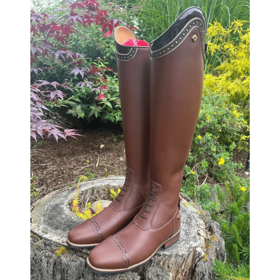 Custom DeNiro Field Boot - Brown Calfskin with Brown Patent & Brushed Piccolo