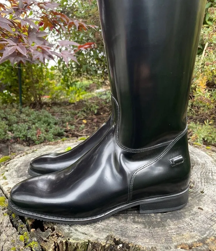 *Custom DeNiro Raffaello Dressage Boot - Brushed Black & Blue Stardust Rondine with Crystals - Comfort Knee & Elastic Stretch Panel