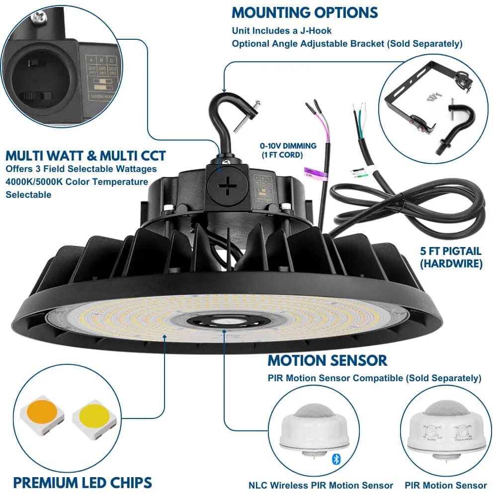 EcoMAX LED High Bay Light - 320W/240W/200W - 120-277V - 49,900 Lumens - 5000K/4000K - 1000W Equal