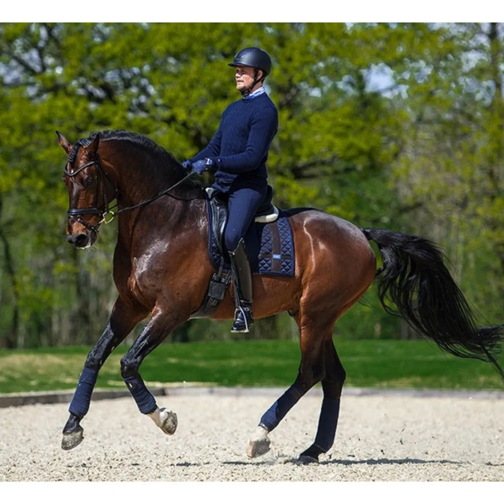 Equestrian Stockholm Leather Deluxe Dressage Saddle Pad Navy