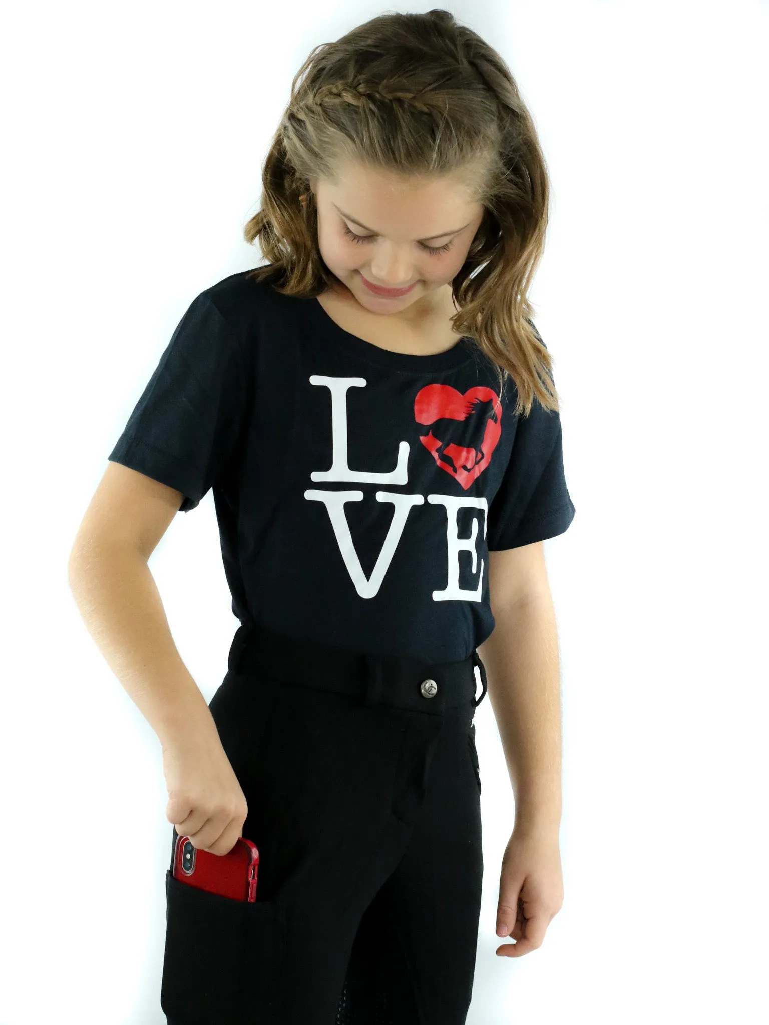 Kid's Mid Waist Breech | Black   Black | Side Phone Pocket