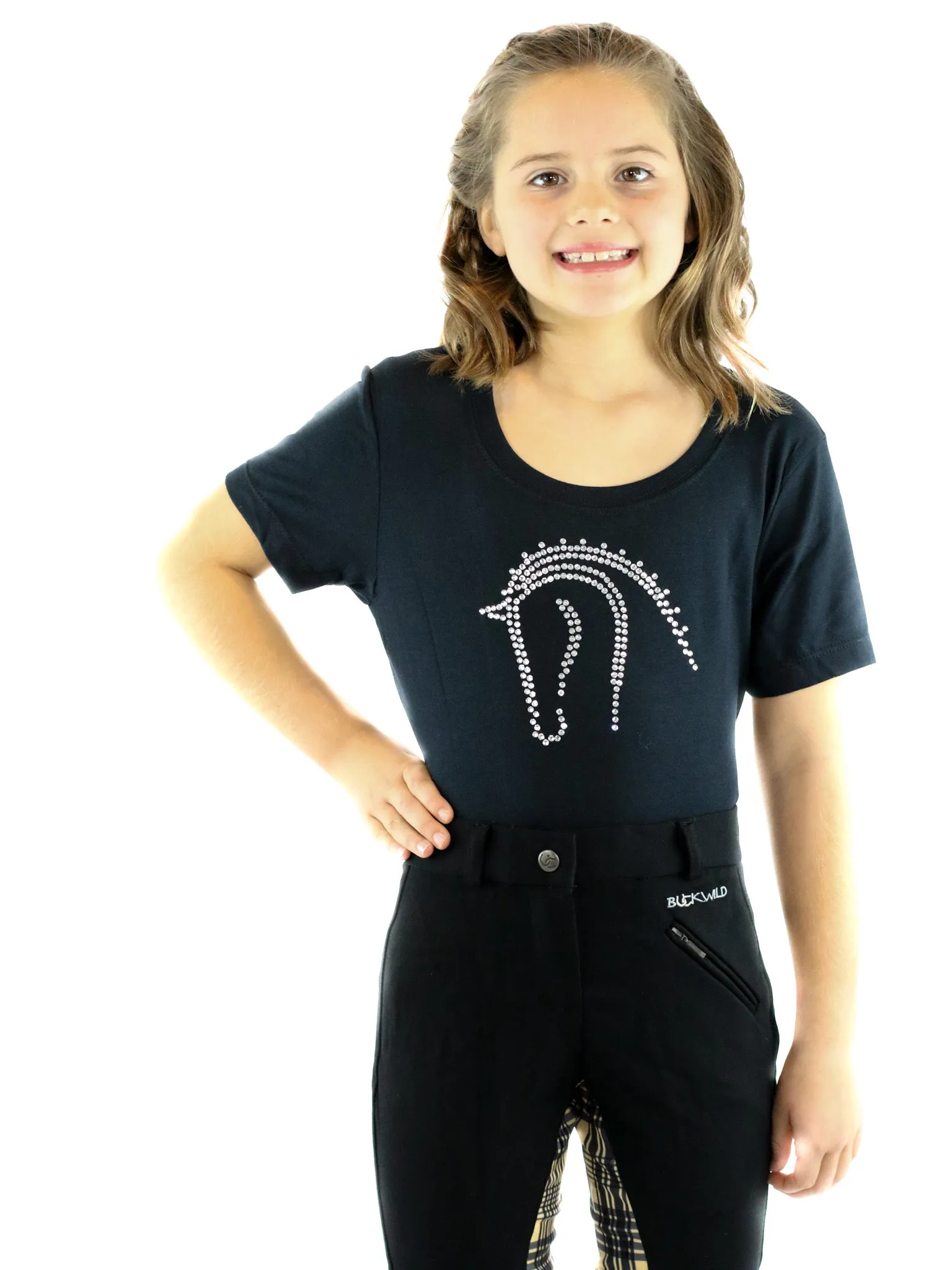 Kid's Signature Mid-Waist Breech | Black   Plaid