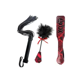 Lovers Kits Whip, Tickle & Paddle - Black/Red