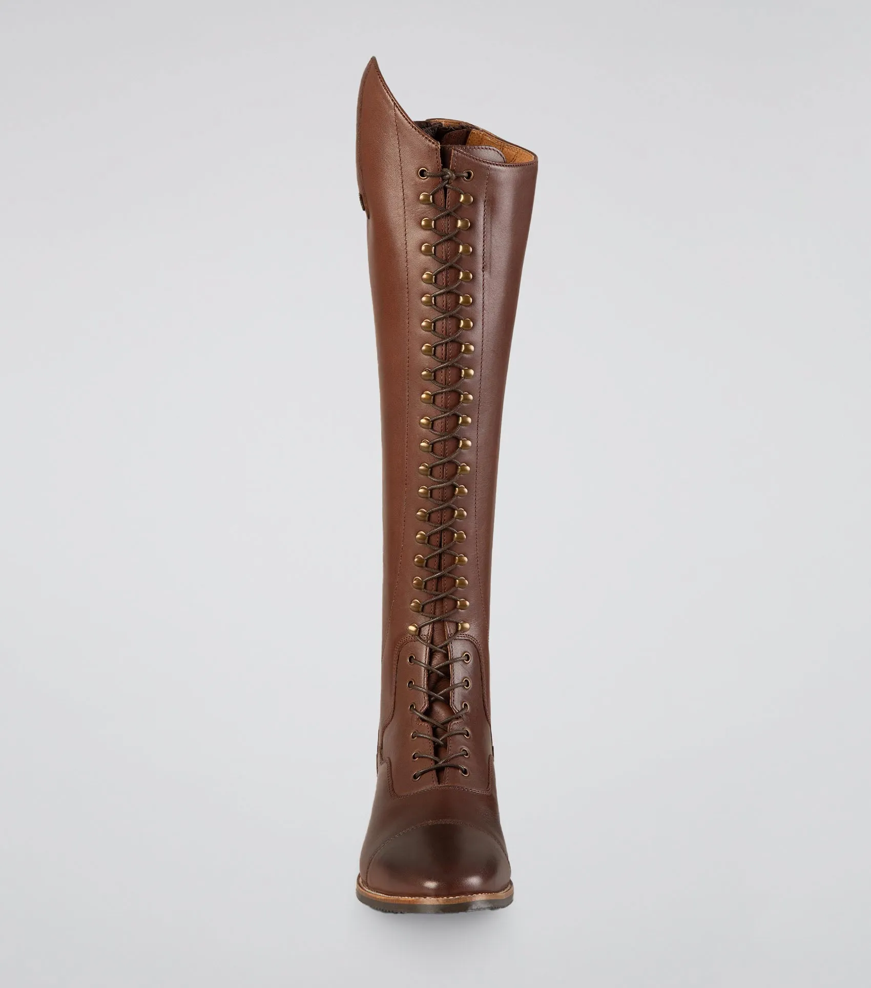 Maurizia Ladies Lace Front Tall Leather Riding Boot Brown