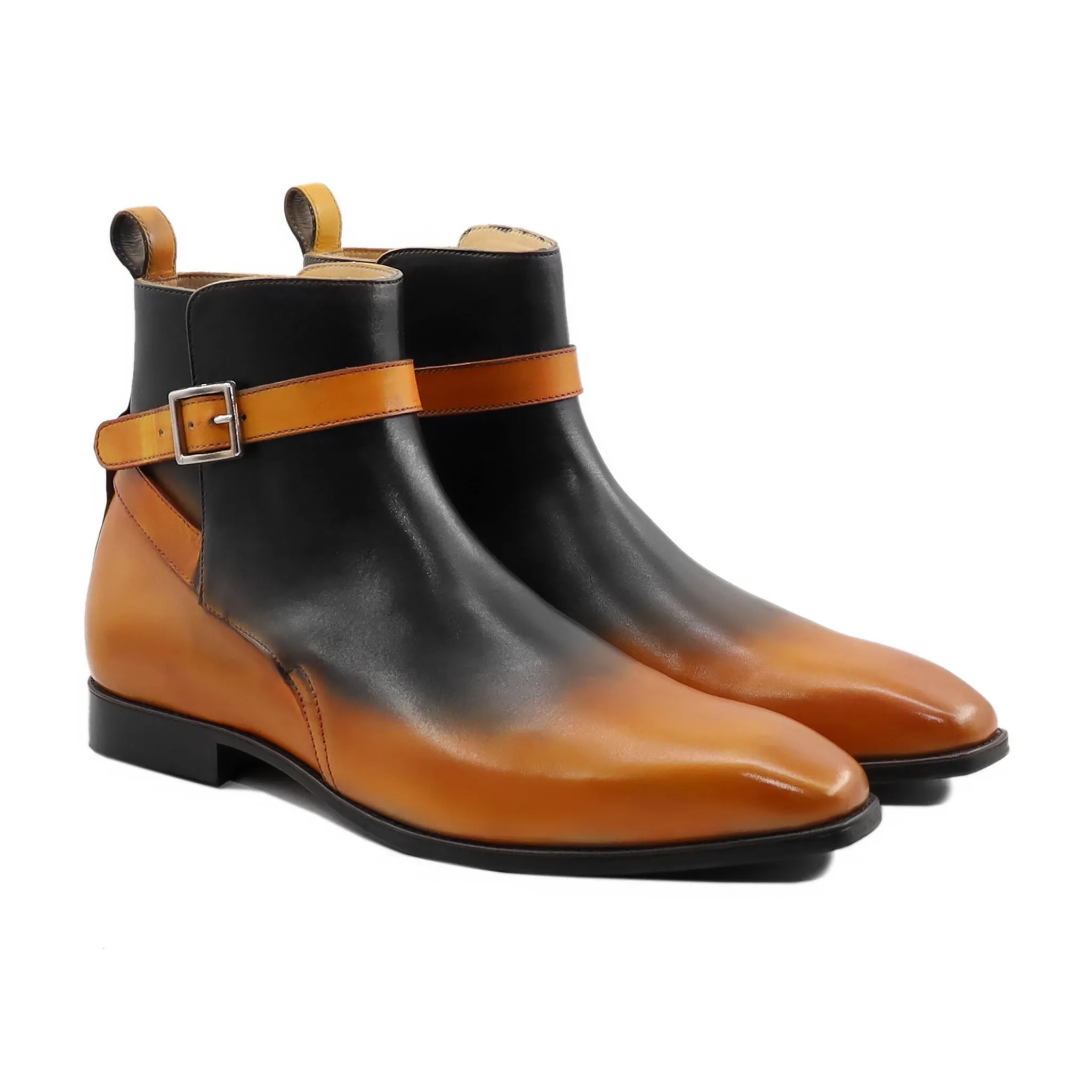 Meltem - Men's Tan and Black Calf Leather Jodhpur Boot