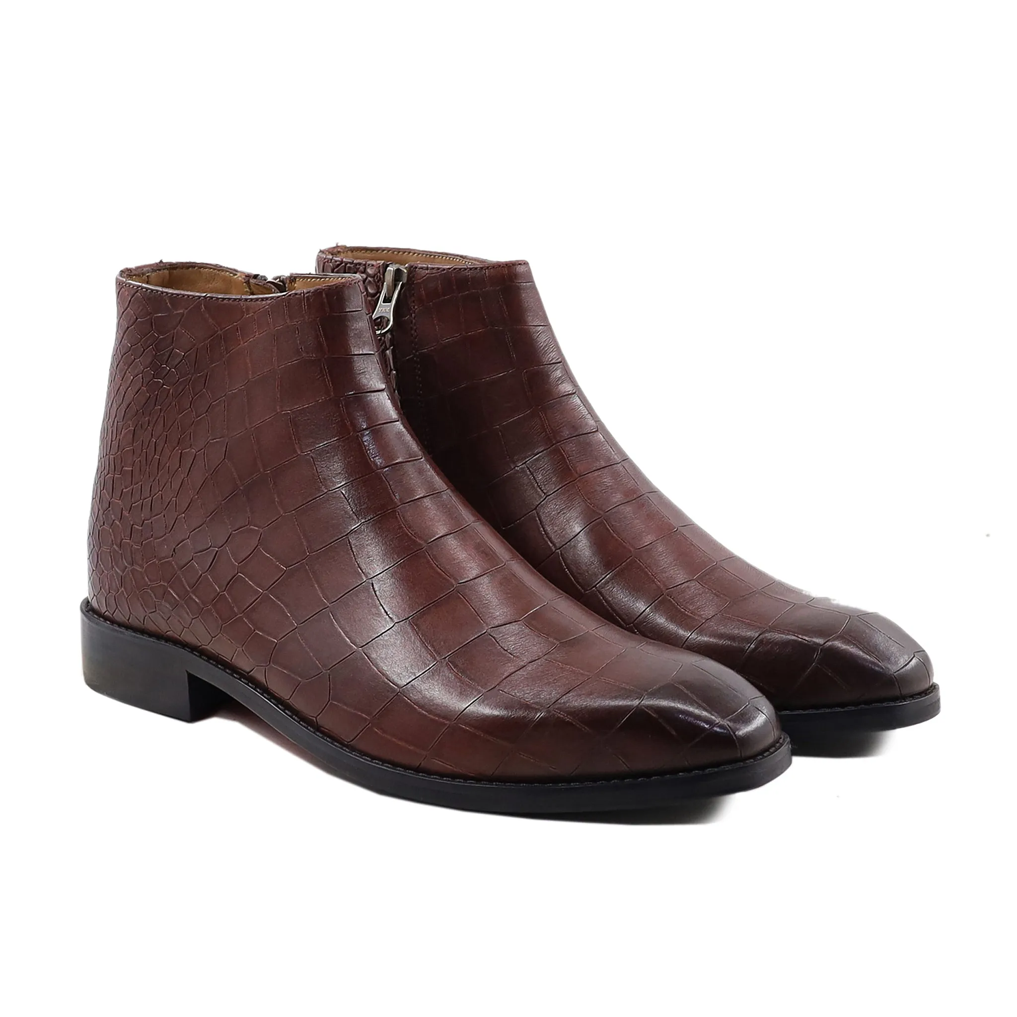 Priscyl - Men's Reddish Brown Calf Leather Jodhpur Boot