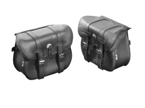 Saddlebag Set "Dallas" Stylish Saddlebag made of real leather - Black - Highway Hawk H02-2600