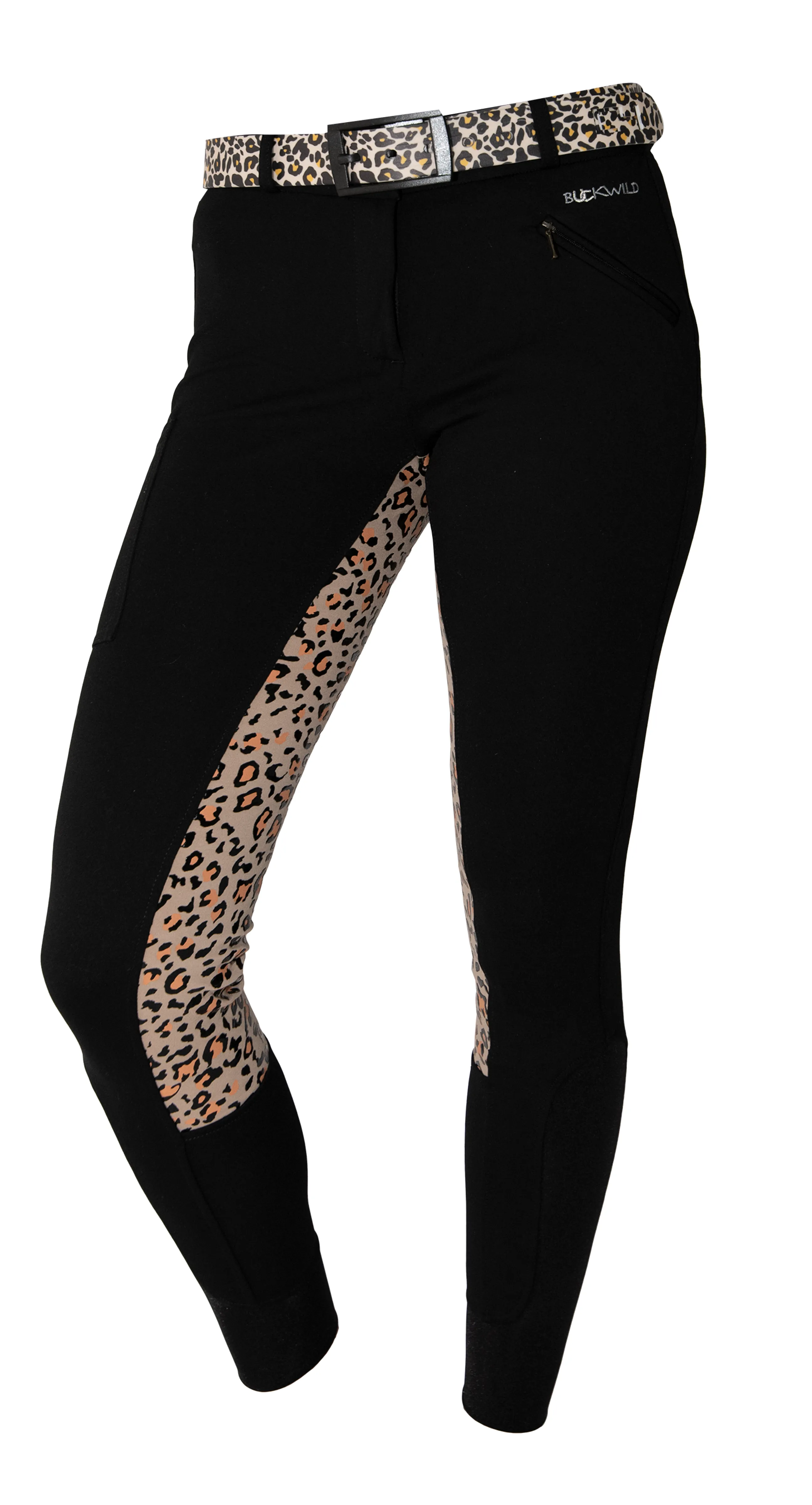 Signature Mid-Waist Breech | Black   Leopard | Side Pocket