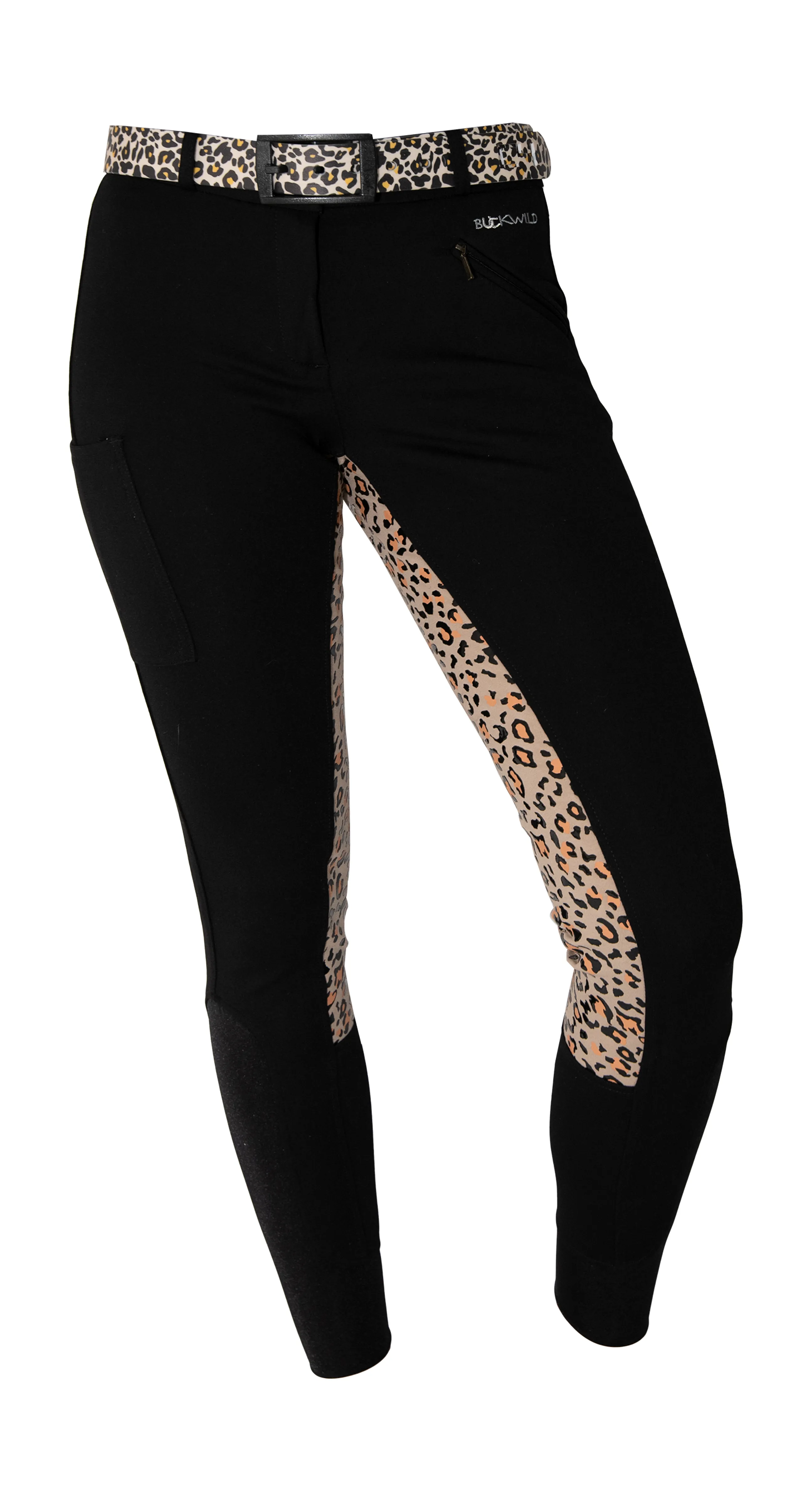 Signature Mid-Waist Breech | Black   Leopard | Side Pocket