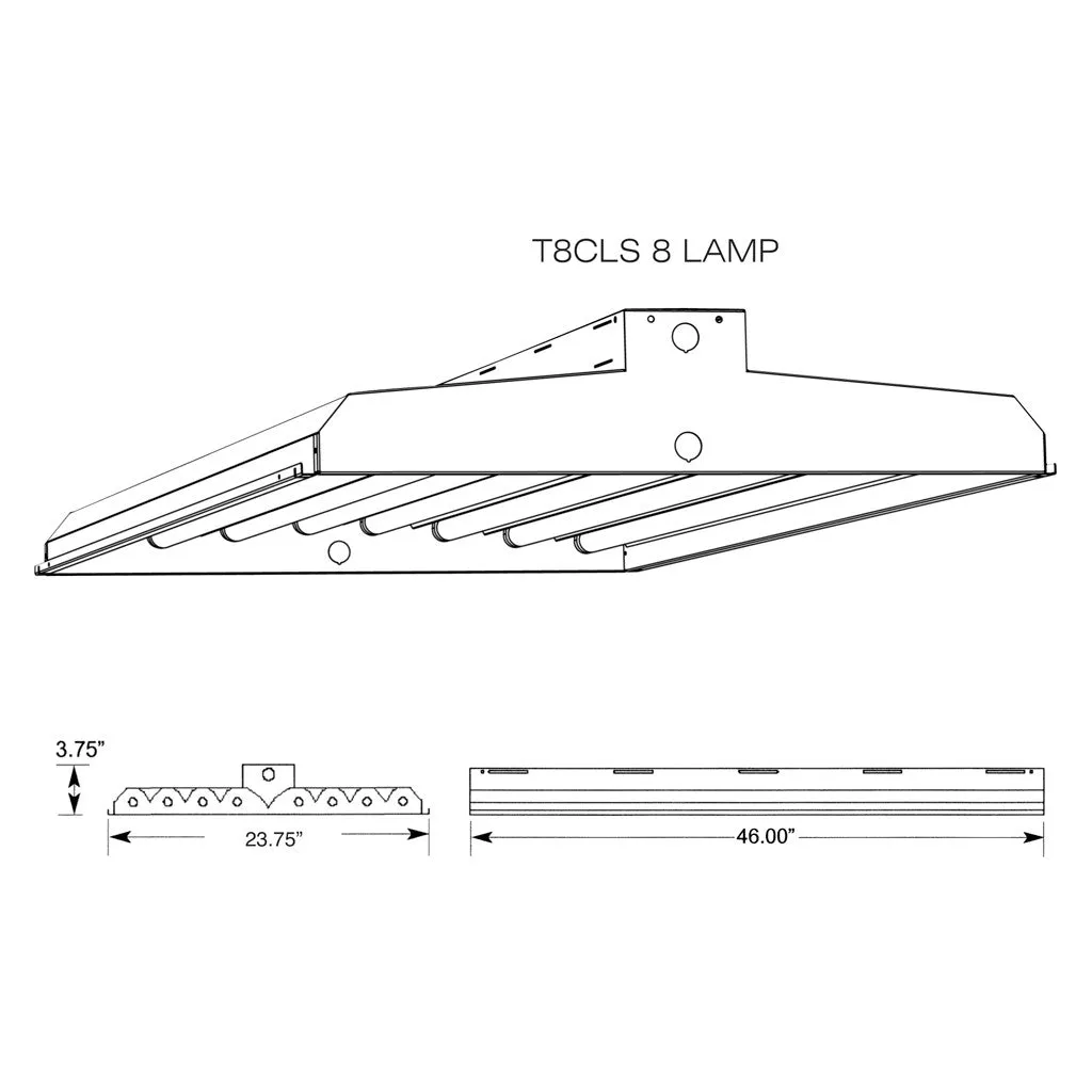 T8 FLUORESCENT CLS 4, 6 & 8 LAMP LINEAR LIGHTING FIXTURE