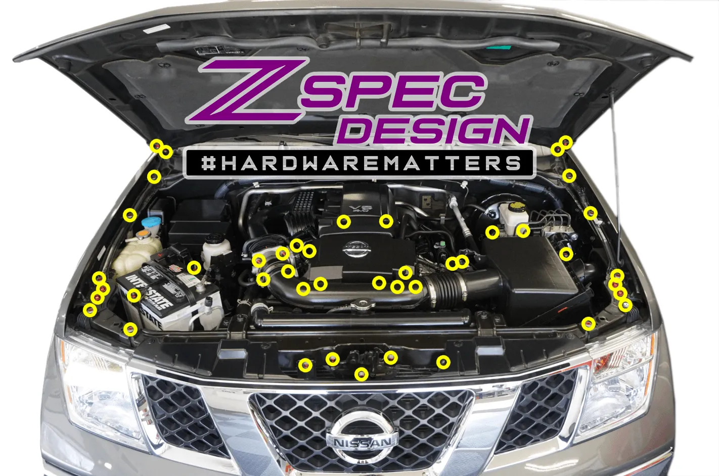 ZSPEC "Stage 2" Dress Up Bolts® Fastener Kit for '05-21 Nissan Frontier D40, Titanium & Billet